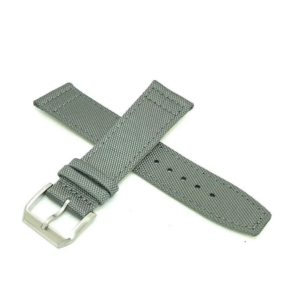 Men's Watch Band Replacement Gray Canvas Leather Strap Diver 22mm Lug 7.…